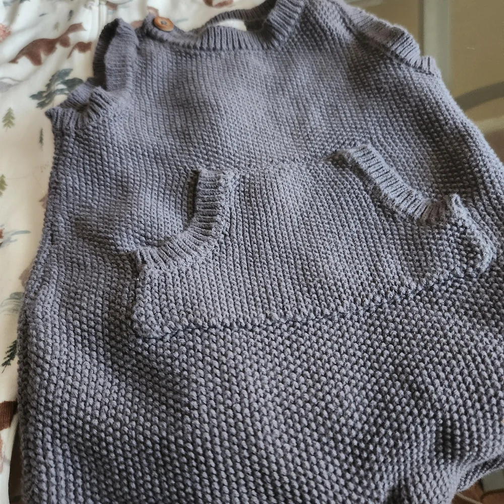 Carter's Gray Knit Romper and White Animal Print Footie Set 3 Mths